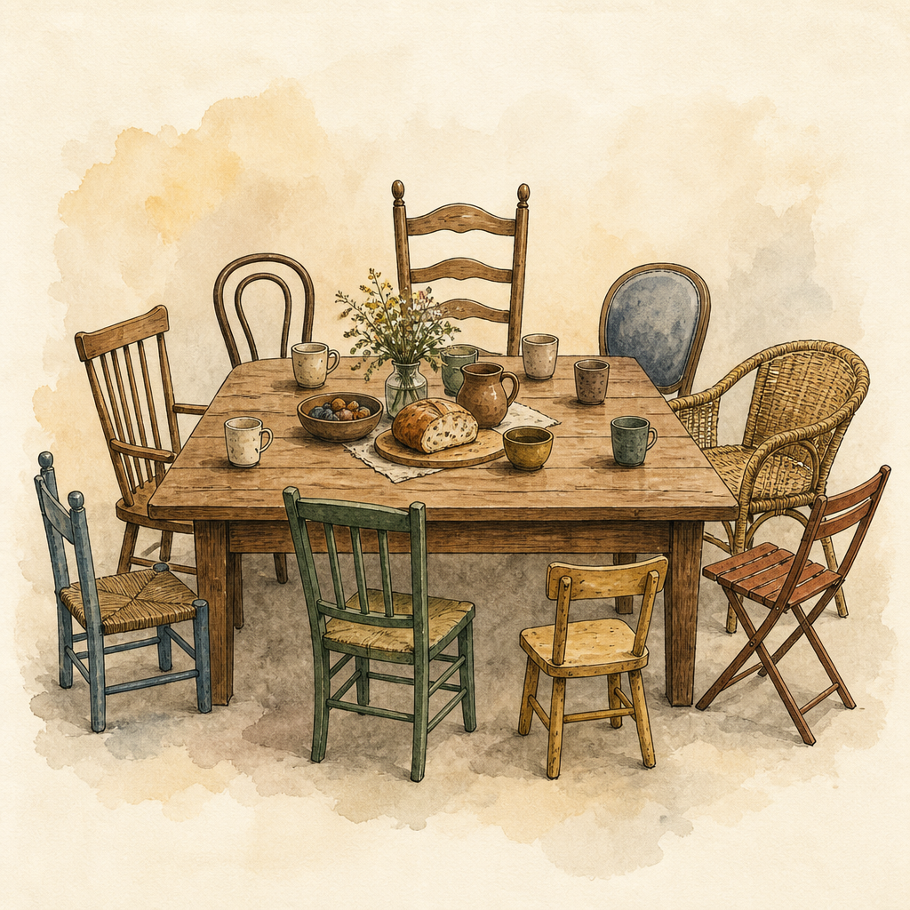 Editorial drawing — A shared table