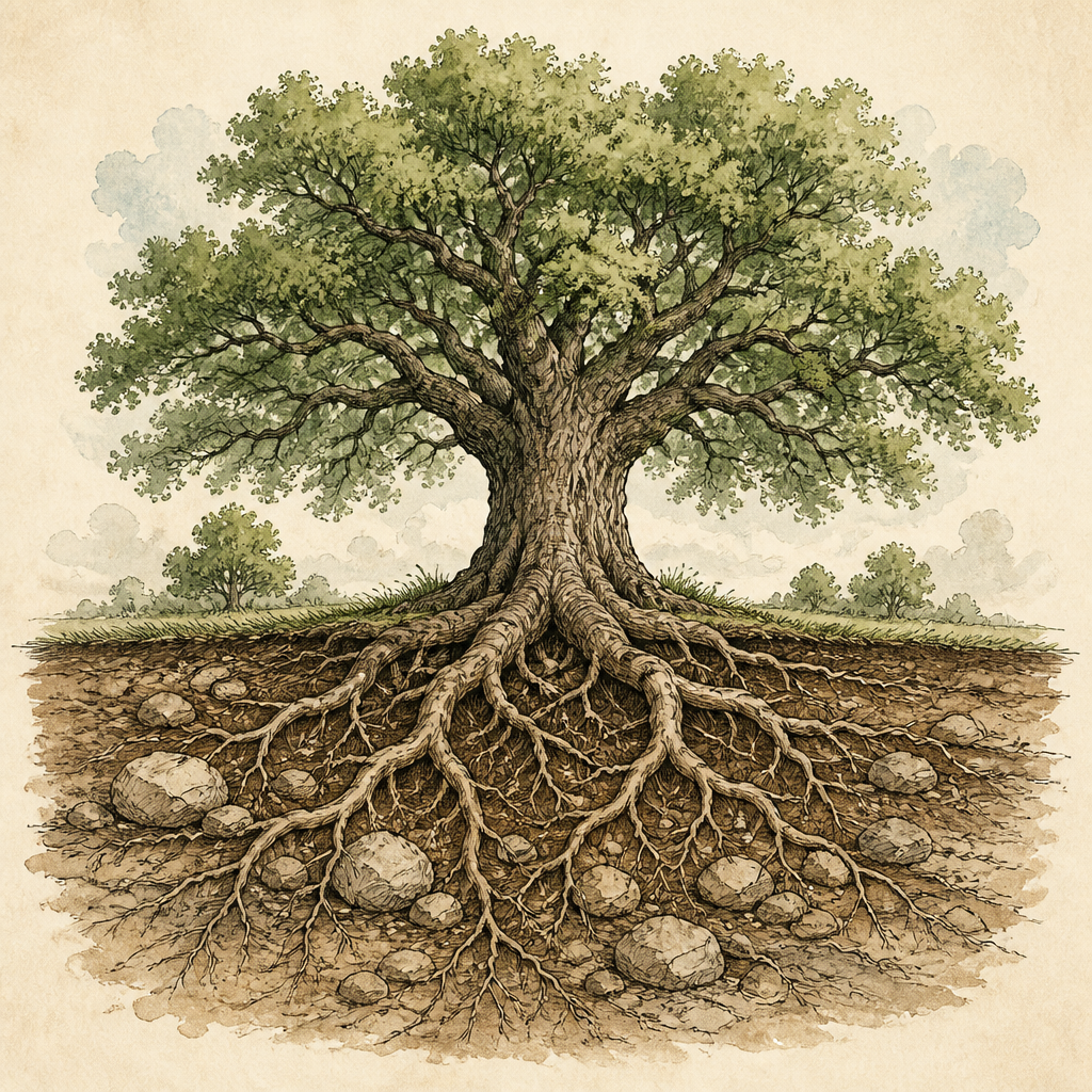 Editorial drawing — Long roots