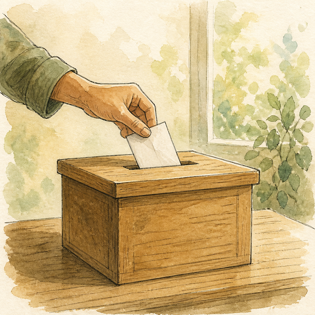 Editorial drawing — The quiet ballot