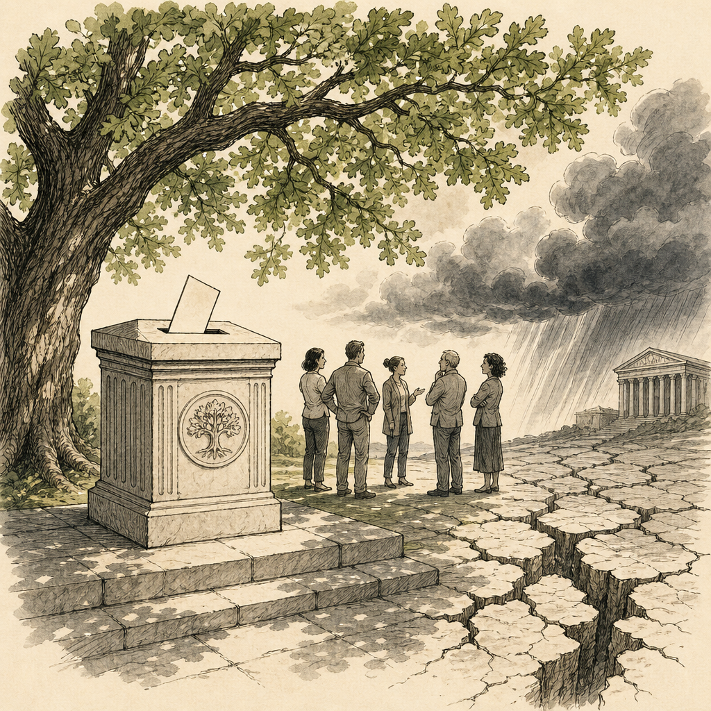 Editorial drawing — Threats to democracies in the world