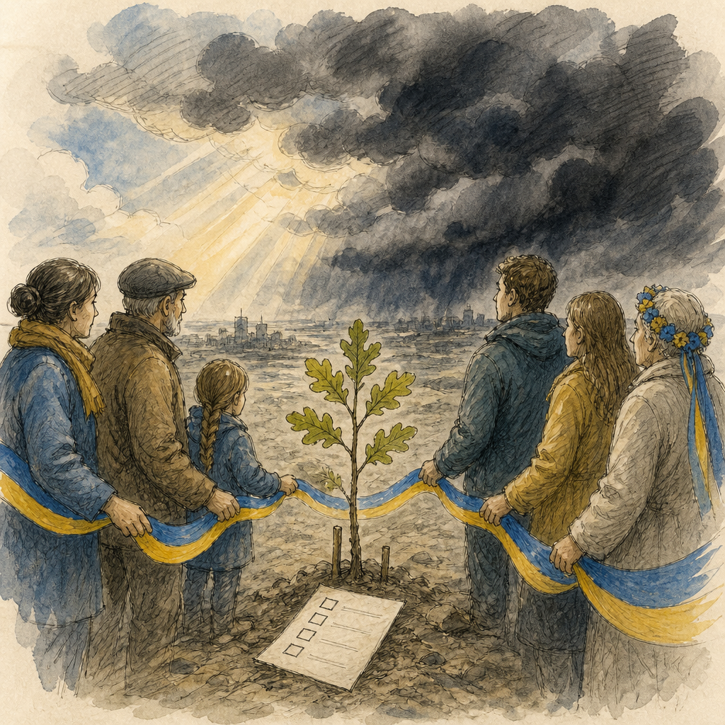 Editorial drawing — Ukraina: a fight for democracy