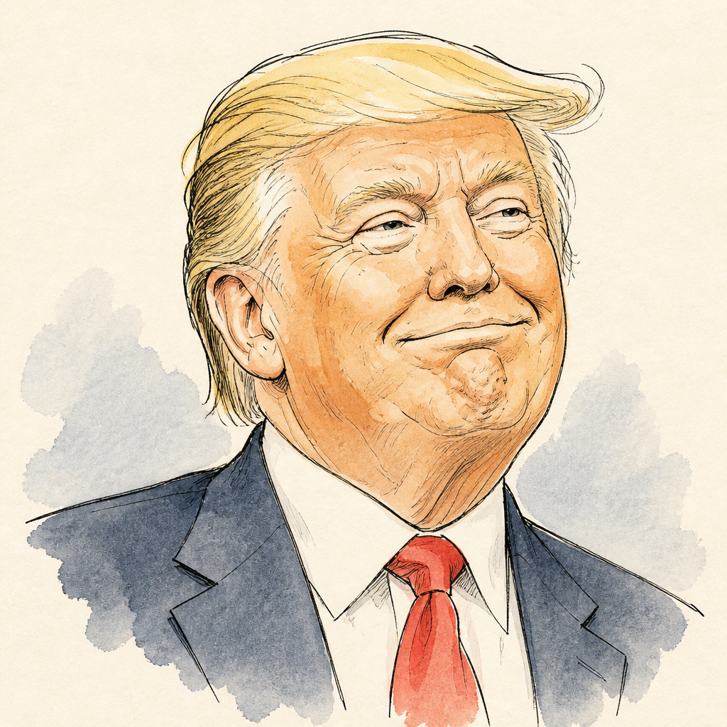Editorial drawing — USA and Trump